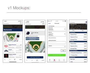 Images of our version 1 mockups that we used for further testing and development.